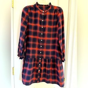 LOFT New flannel plaid drop waist shirtdress. Size SP. Soft and comfortable.